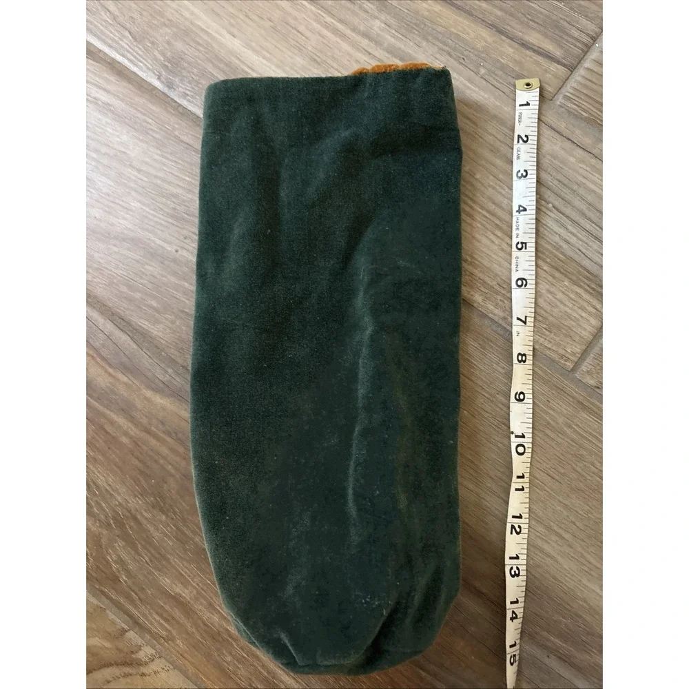Pottery Barn Green/tan Velvet Wine Gift Bags Carry Sleeve